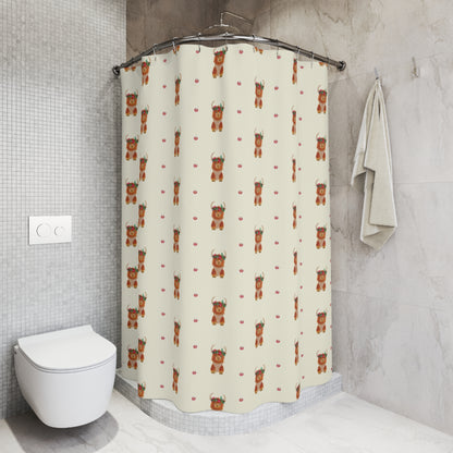Cute Floral Bear Shower Curtain — Whimsical Bathroom Decor for Kids & Nursery