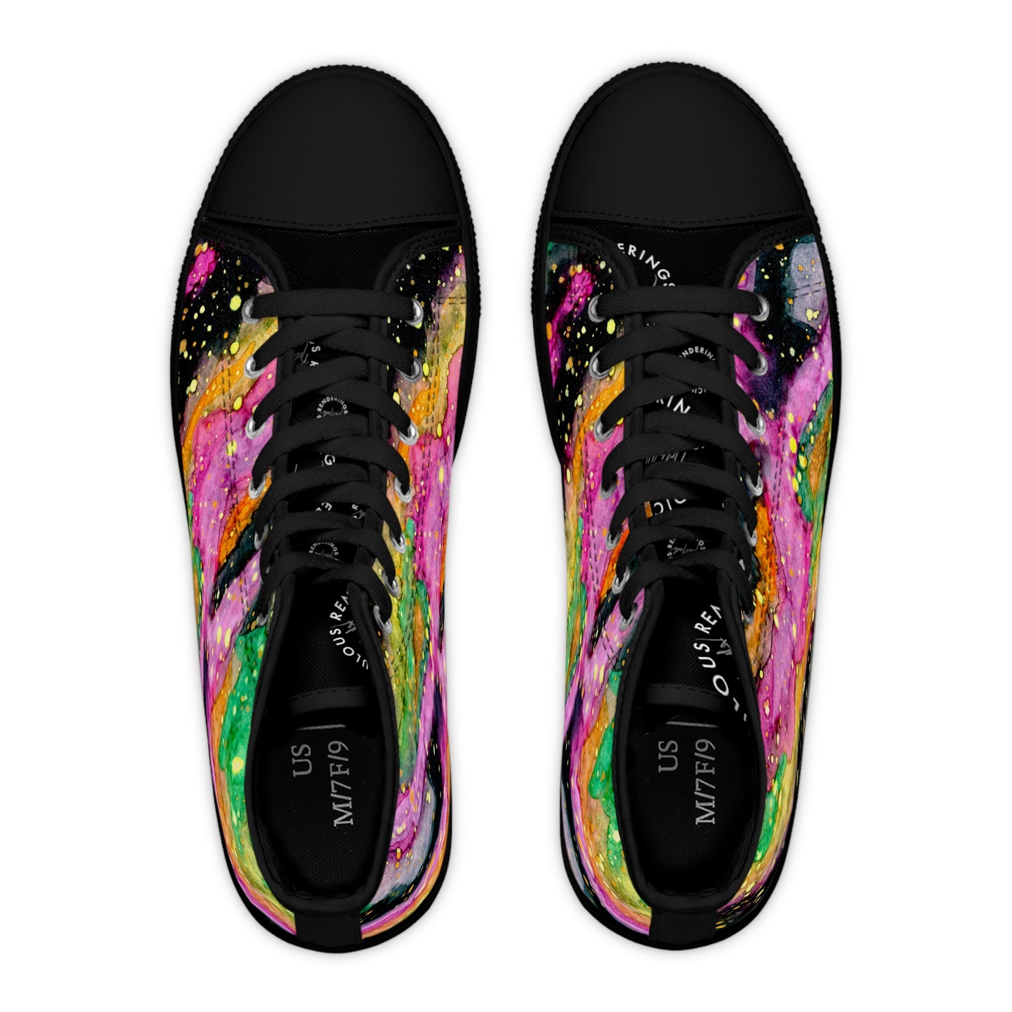 Neon Galaxy Unisex Classic High Top Sneakers Closed Toe Casual Walking Fashion Shoes