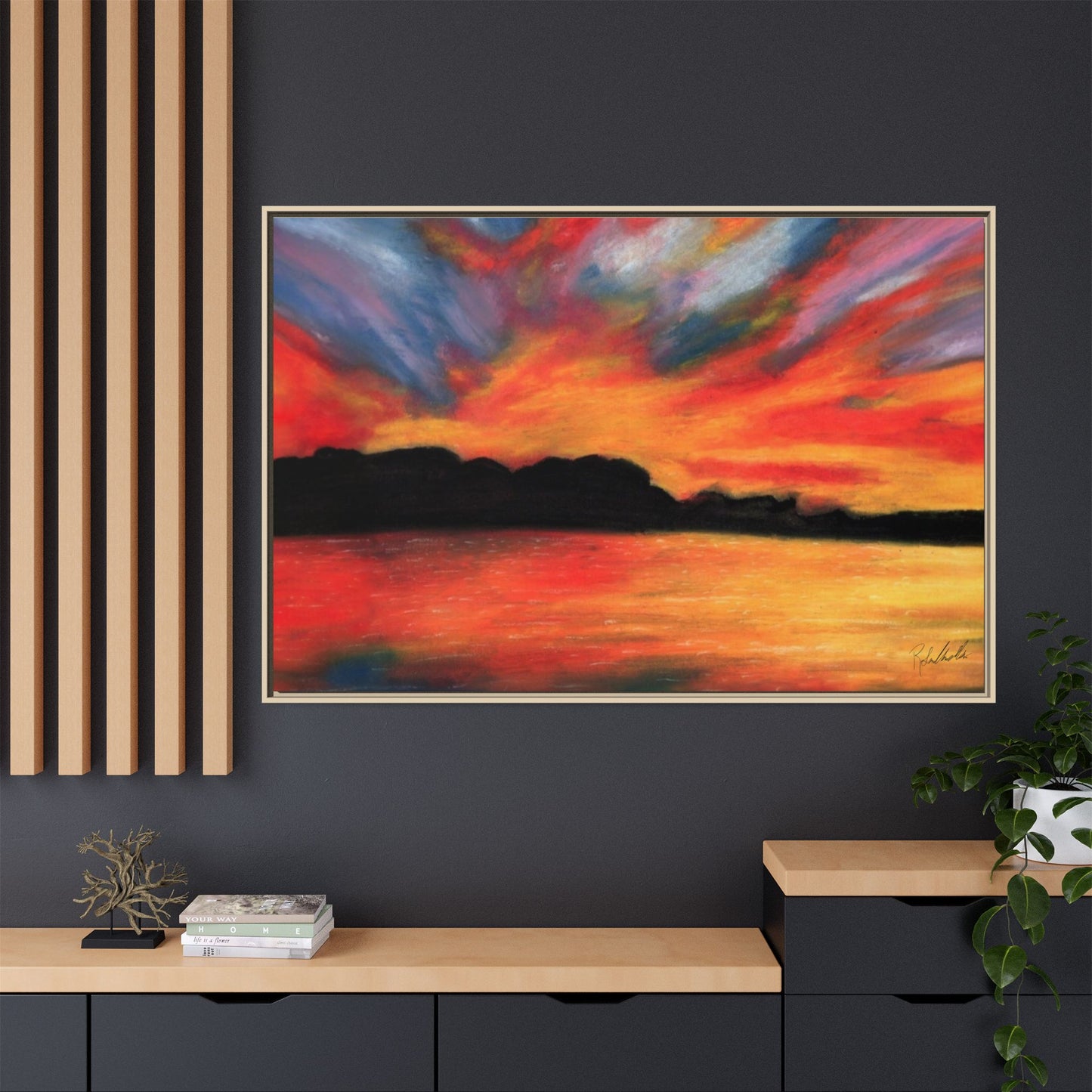 Sunset Over The Lake Framed Wall Art