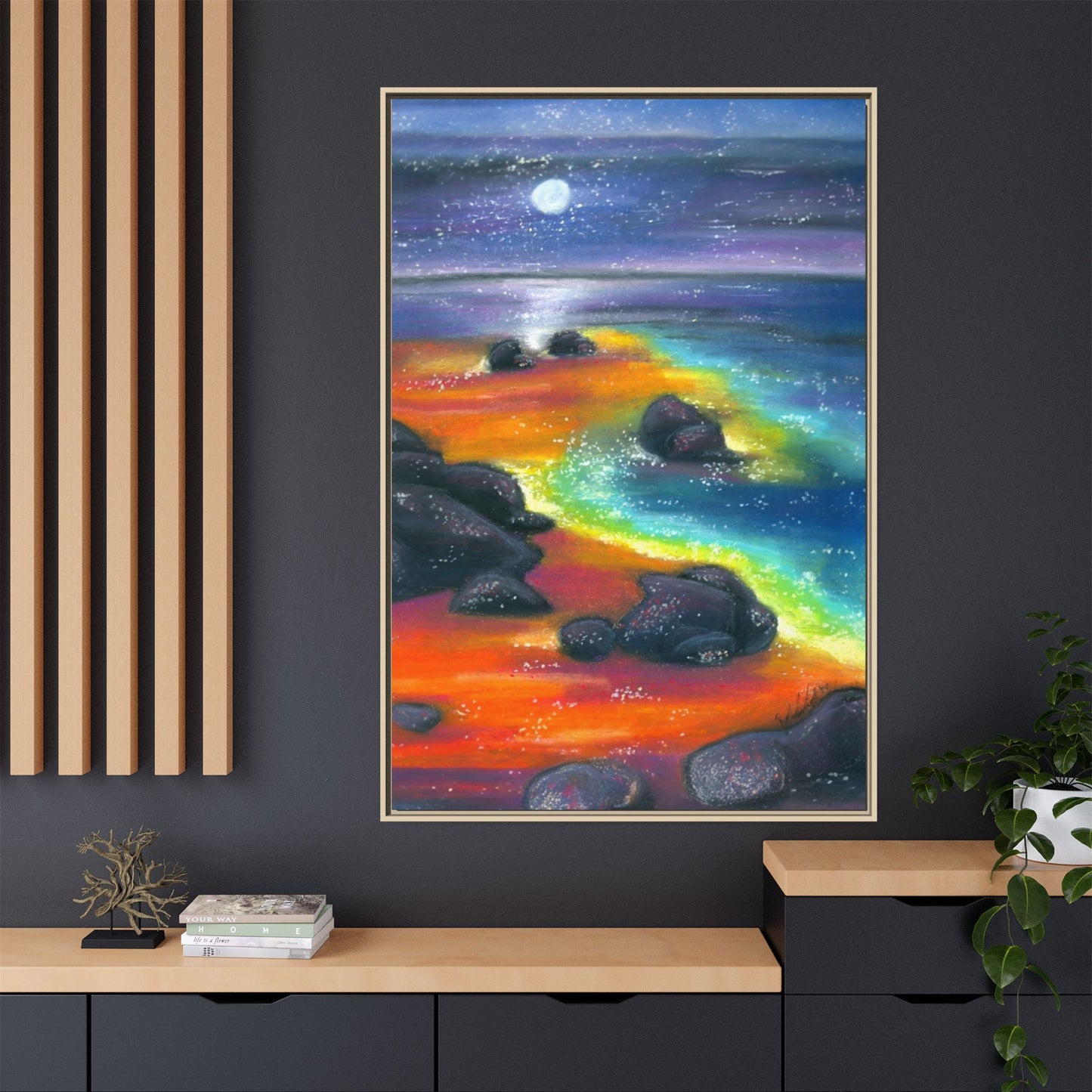 Beach at Night Frame Wall Art
