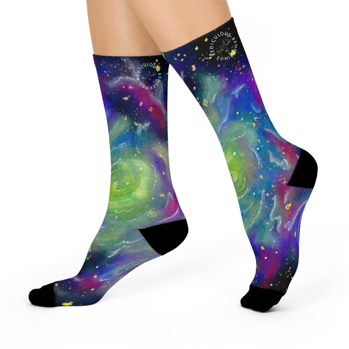 Rainbow Vortex Galaxy Cushioned Crew Socks