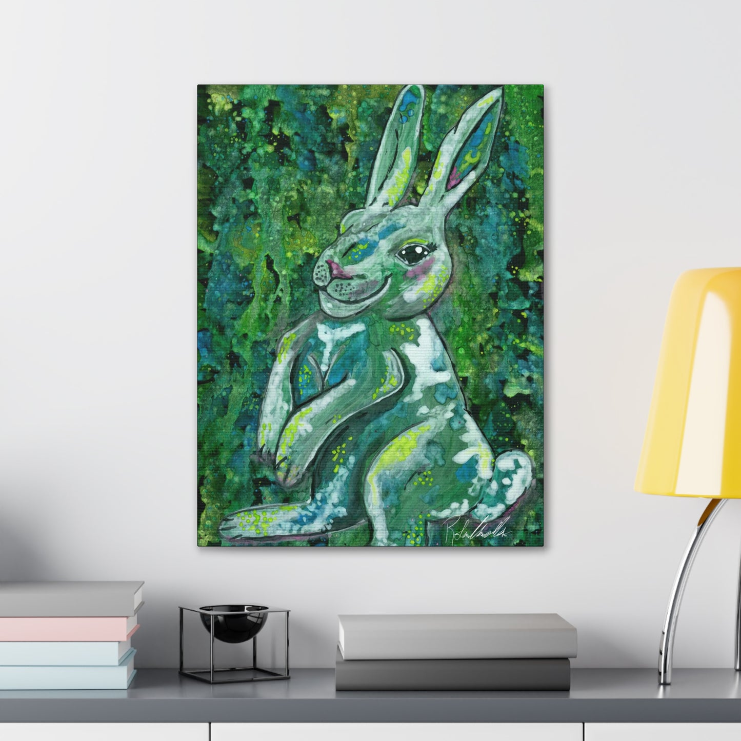 Green Rabbit Canvas Gallery Wraps