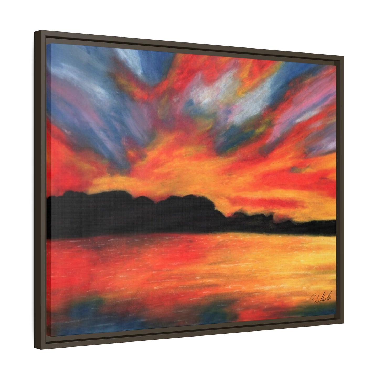 Sunset Over The Lake Framed Wall Art