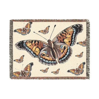 Butterfly Woven Blanket – Boho Tapestry Throw for Cozy Living, Neutral & Dark Reversible Design