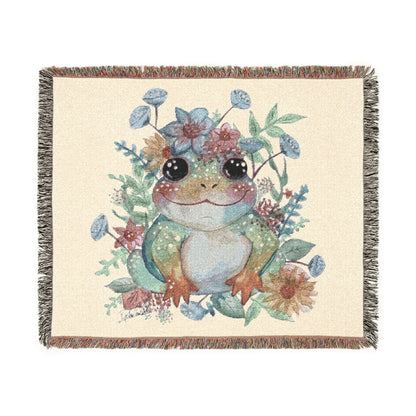 Frog Floral Woven Blanket