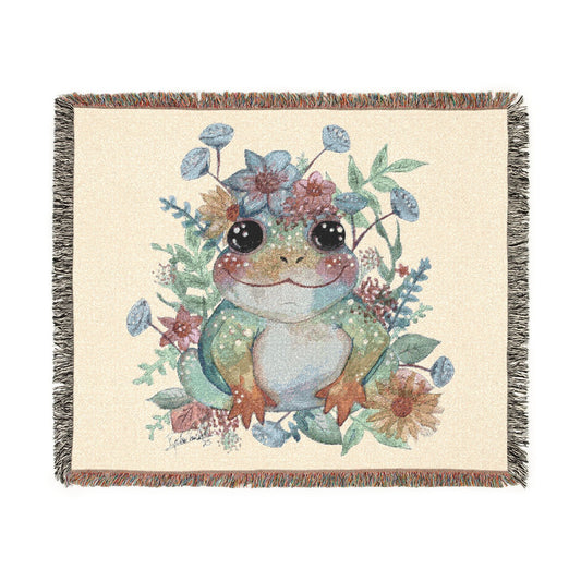 Frog Floral Woven Blanket