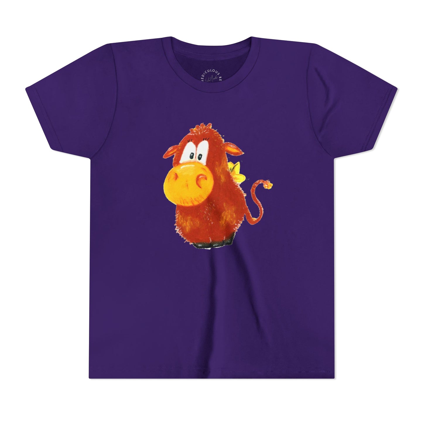 Cute Cartoon Cow Kids T-Shirt — Playful Red Cow Graphic Youth Tee