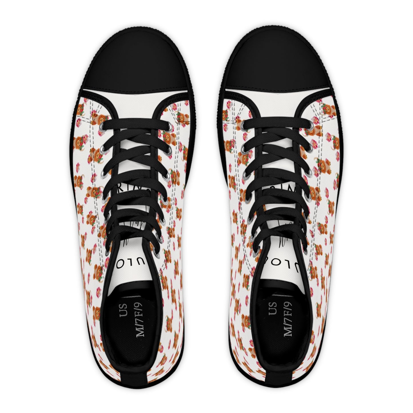 Women's High Top Sneakers - Cute Highland Cow Pattern Casual Canvas Shoes