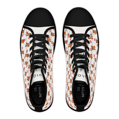Women's High Top Sneakers - Cute Highland Cow Pattern Casual Canvas Shoes