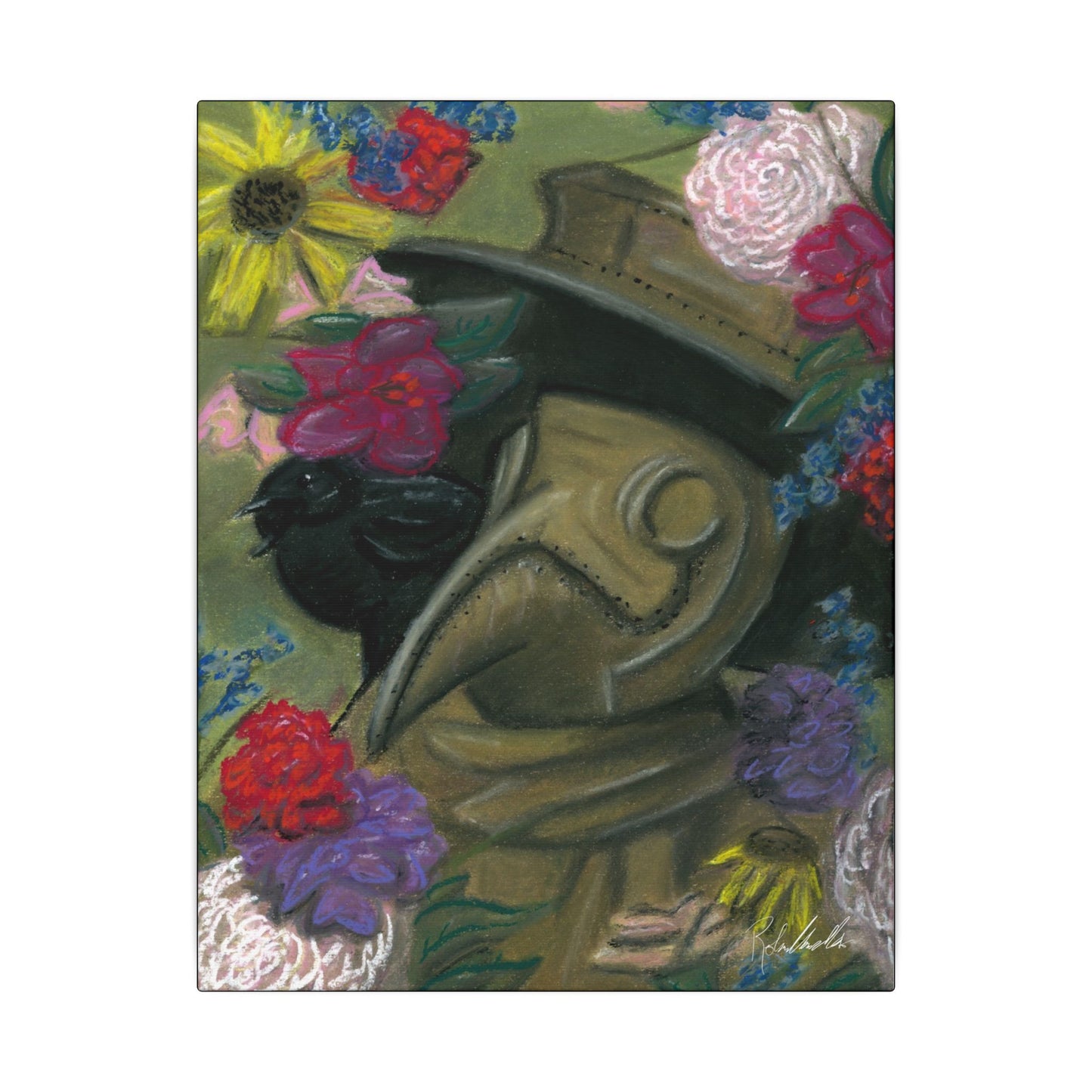 Plague Doctor and Raven Canvas Gallery Wrap