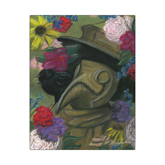 Plague Doctor and Raven Canvas Gallery Wrap