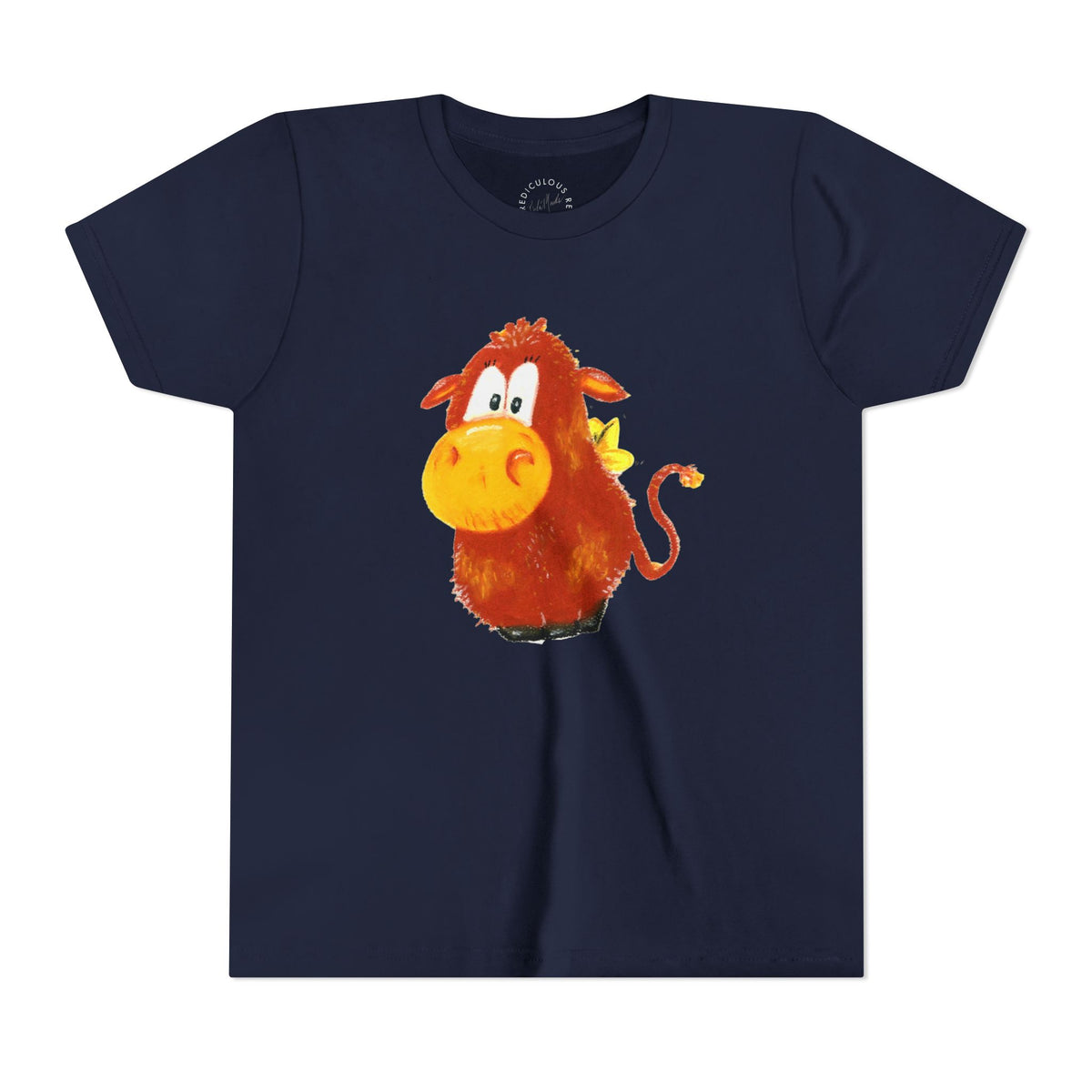 Cute Cartoon Cow Kids T-Shirt — Playful Red Cow Graphic Youth Tee