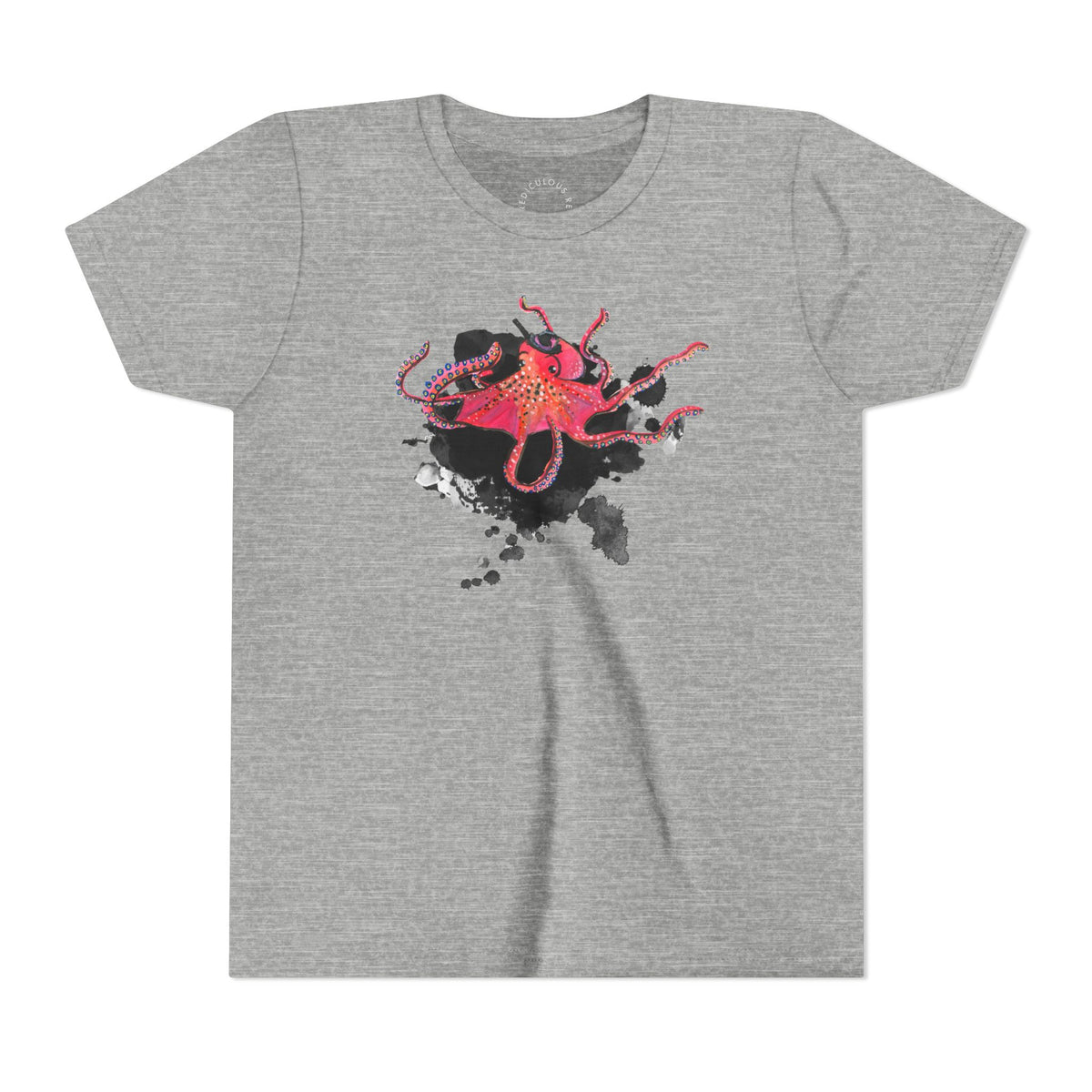 Youth Tee — Red Octopus Splash Graphic Shirt