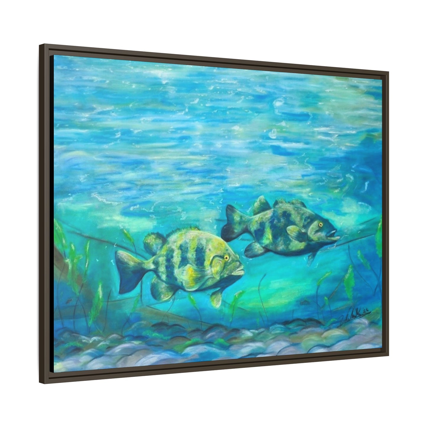 Framed Matte Canvas - Underwater Fish Scene