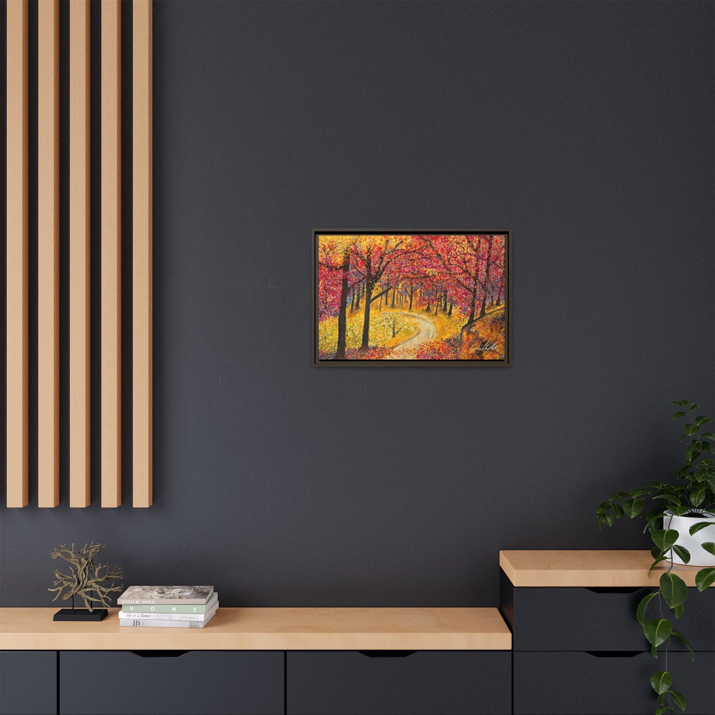 Vibrant Fall Forest Framed Wall Art