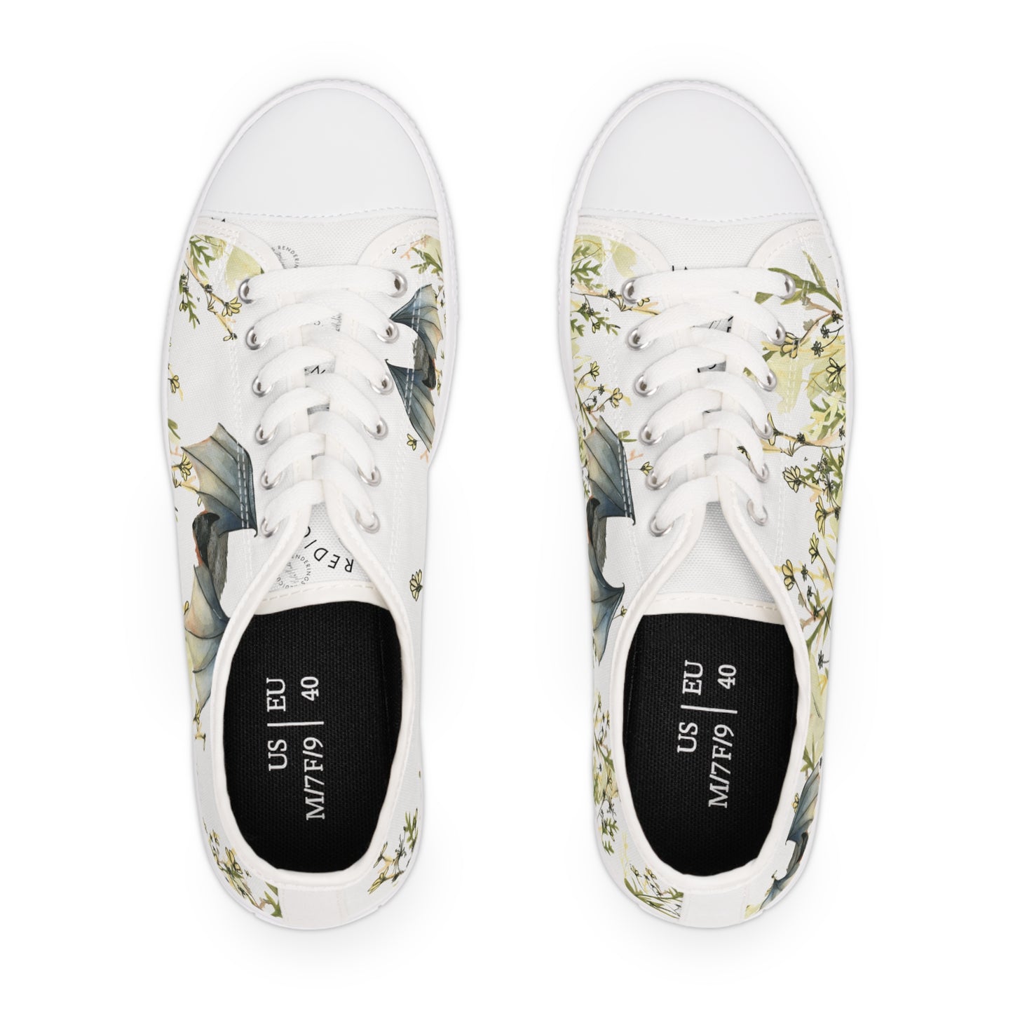 White Bat Printed Unisex Classic Low Top Sneaker Shoes