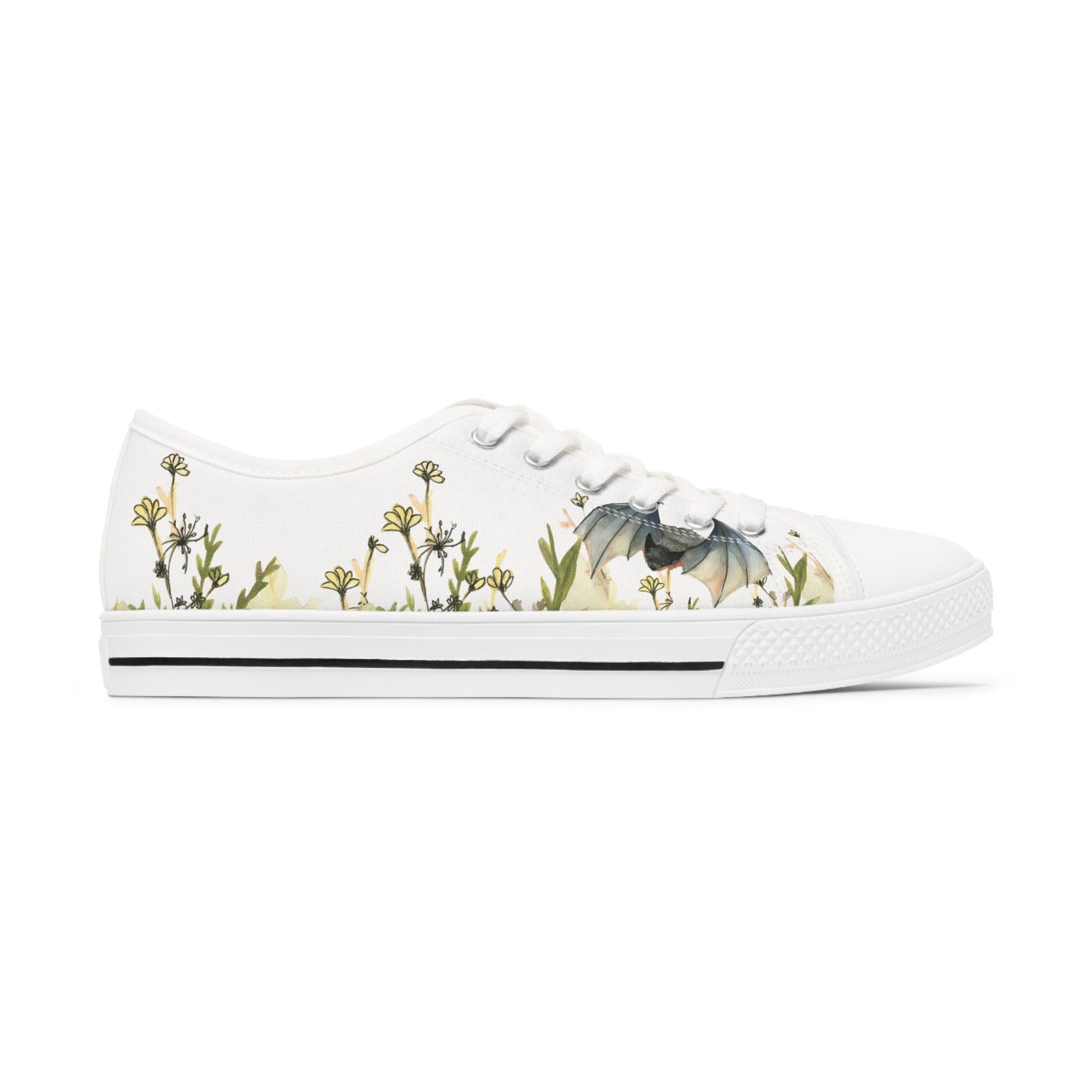 White Bat Printed Unisex Classic Low Top Sneaker Shoes