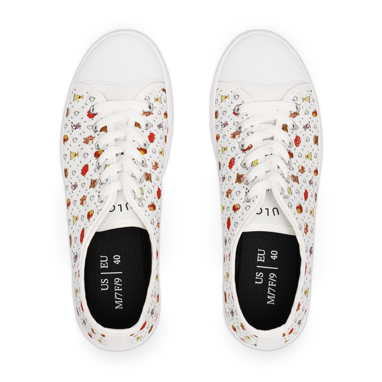 Cute Cow Bell Printed Women's Classic Low Top Sneaker Shoes