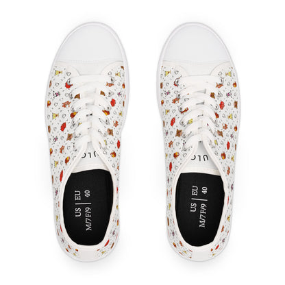 Cute Cow Bell Printed Women's Classic Low Top Sneaker Shoes