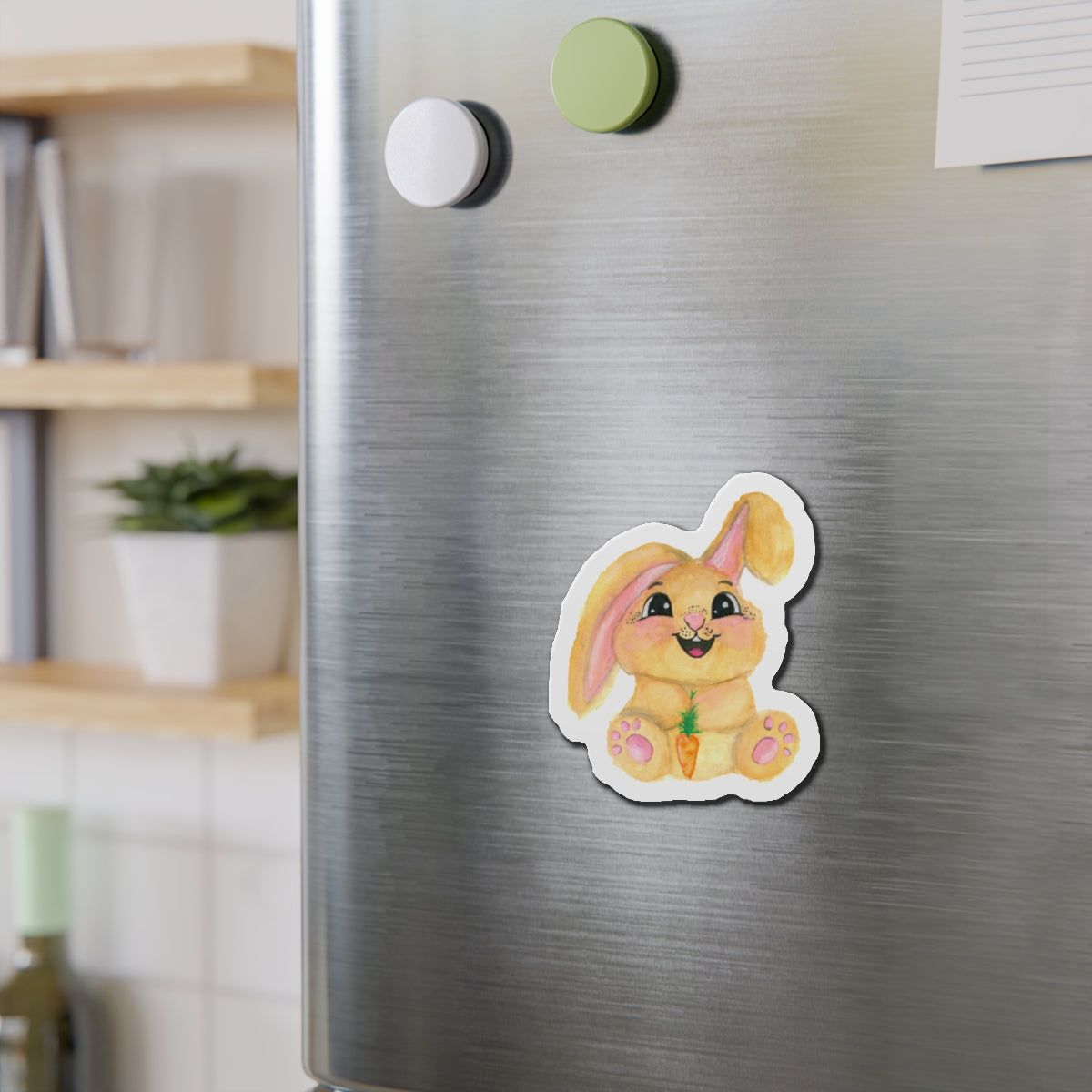 Bunny Die-Cut Magnets  Custom Shape, 5 Sizes, Vinyl Material for Outdoor Use, Flexible and Durable, Black Backing - Home Decor Refrigerator Magnets