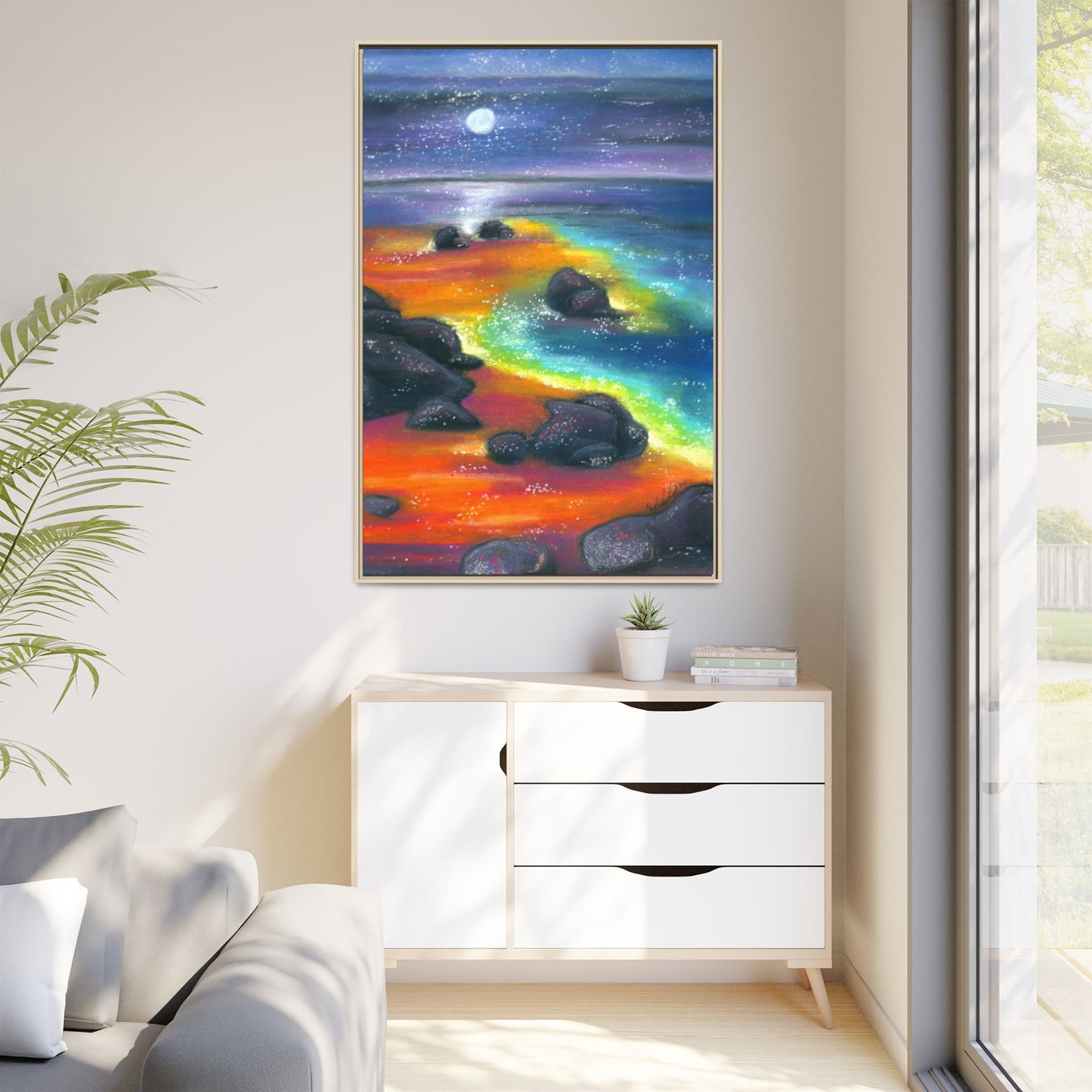 Beach at Night Frame Wall Art