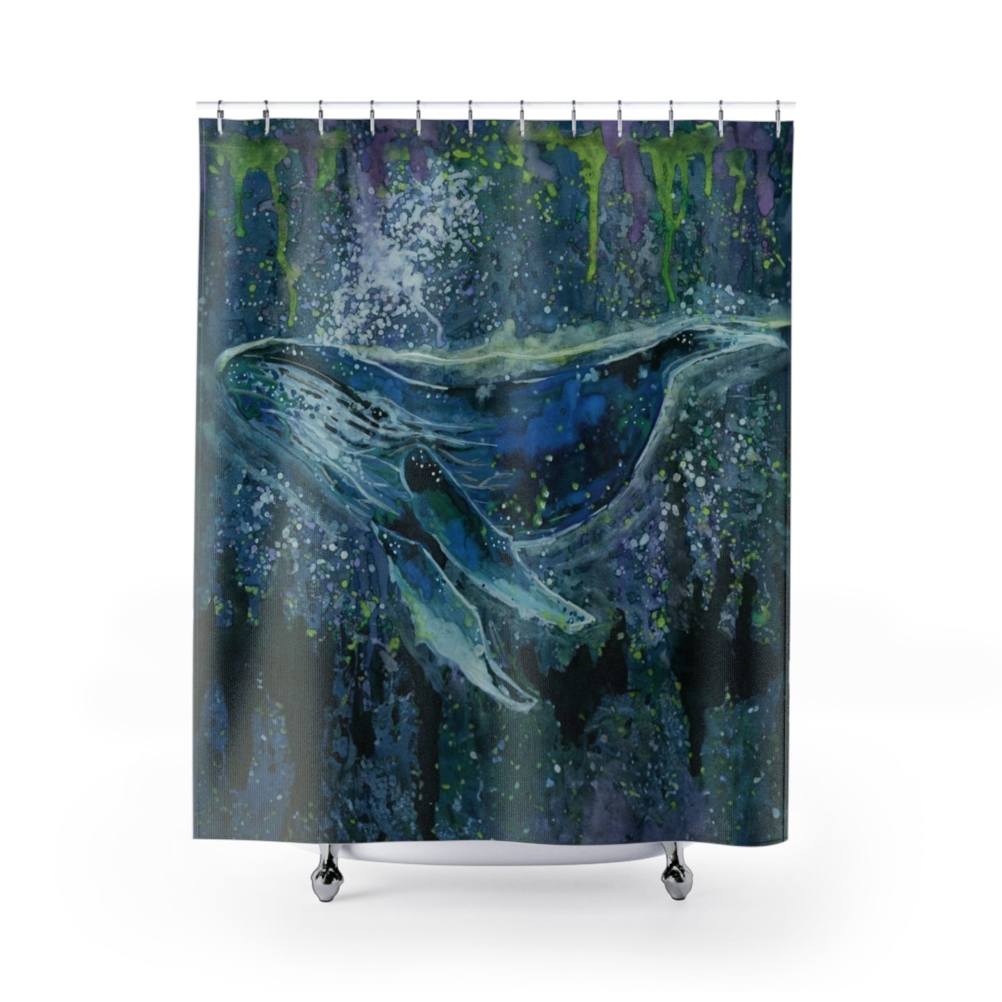 Whale Dream Shower Curtain — Ocean Art Nautical Bathroom Décor