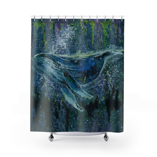 Whale Dream Shower Curtain — Ocean Art Nautical Bathroom Décor