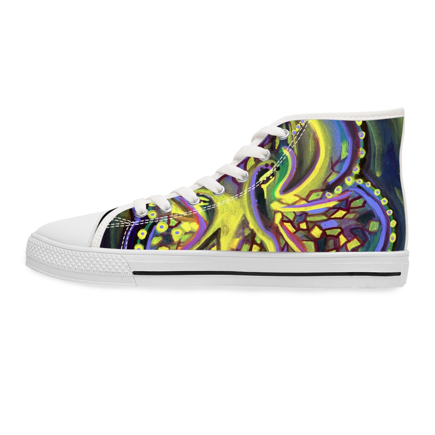 Octopus Green/Black Woman's Classic High Top Sneakers