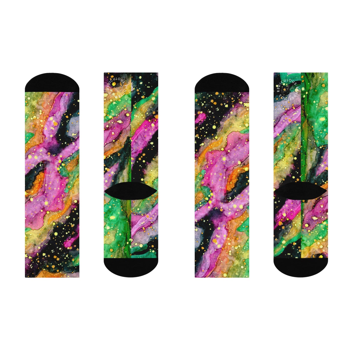 Neon Galaxy Cushioned Crew Socks