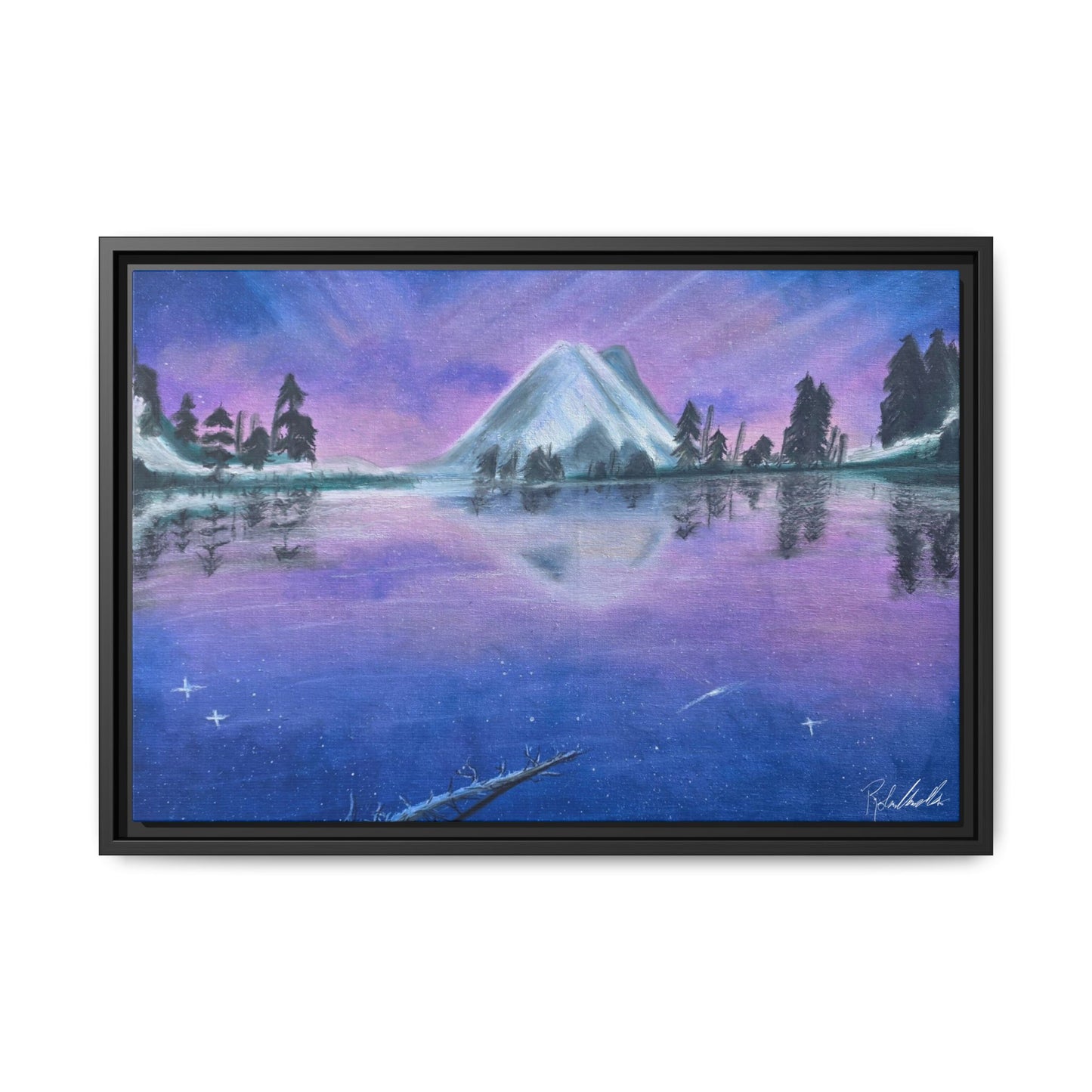 Purple Sky Over Lone Mountain Framed Wall Art
