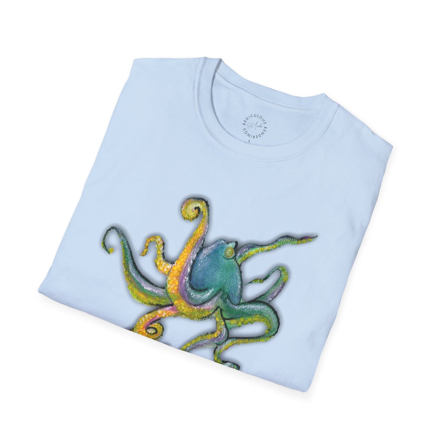 Green octopus Unisex Softstyle T-Shirt