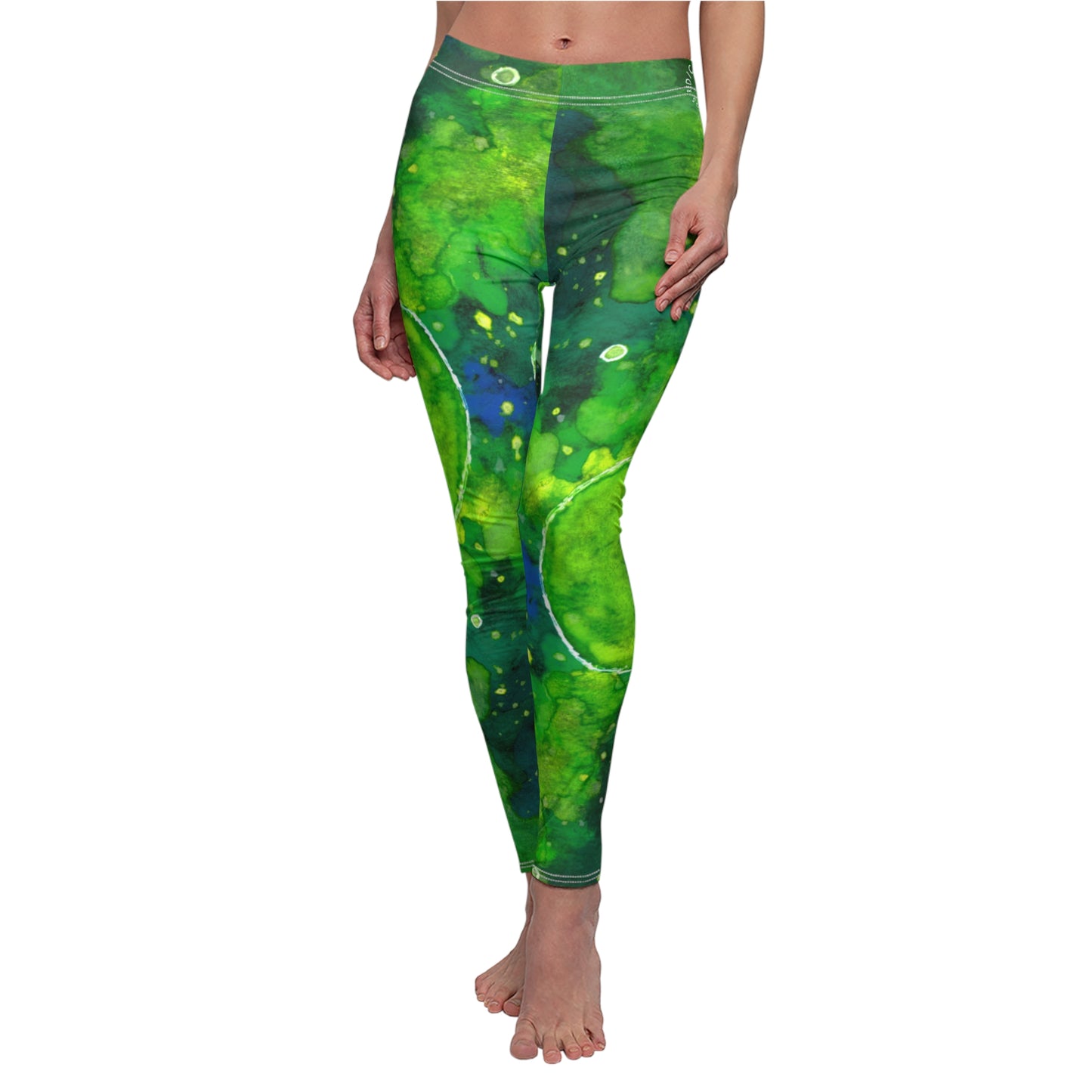 Green Galaxy Women's Cut & Sew Casual Leggings (AOP)