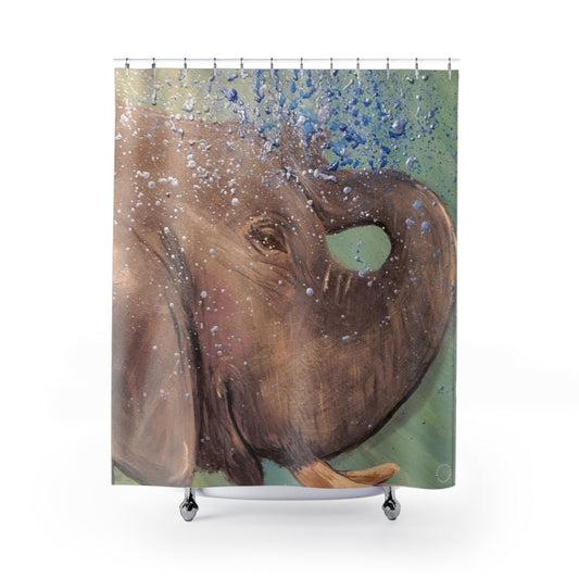 Elephant Shower Curtain for Home Bathroom with Durable One-Sided Print and Waterproof Polyester Material