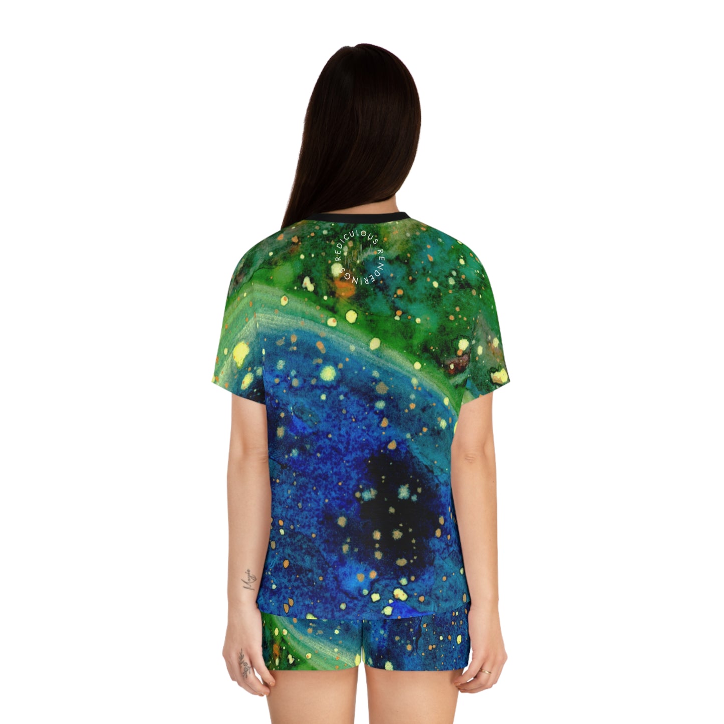 Blue Planet Galaxy Women's Short Pajama Set (AOP)