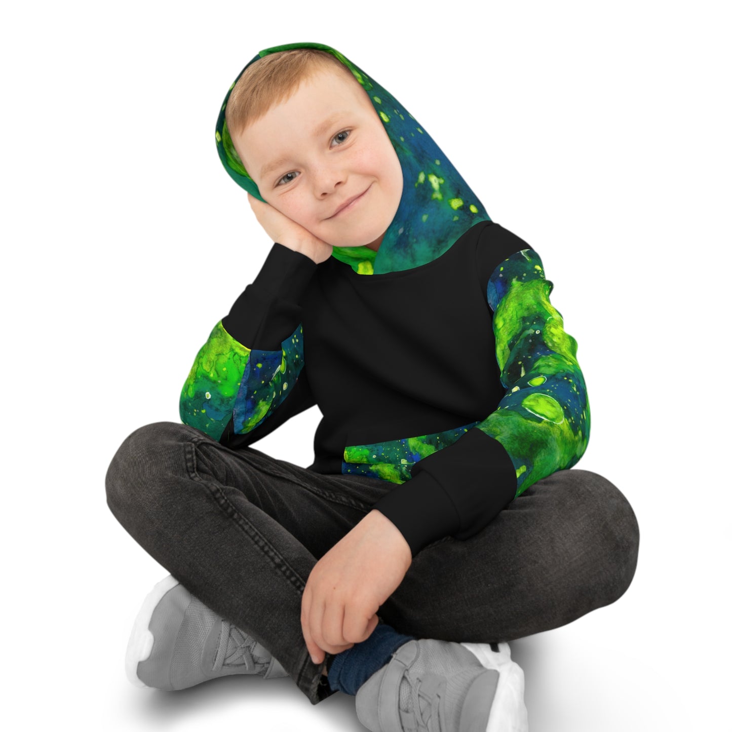 Green Galaxy Children's Hoodie (AOP)