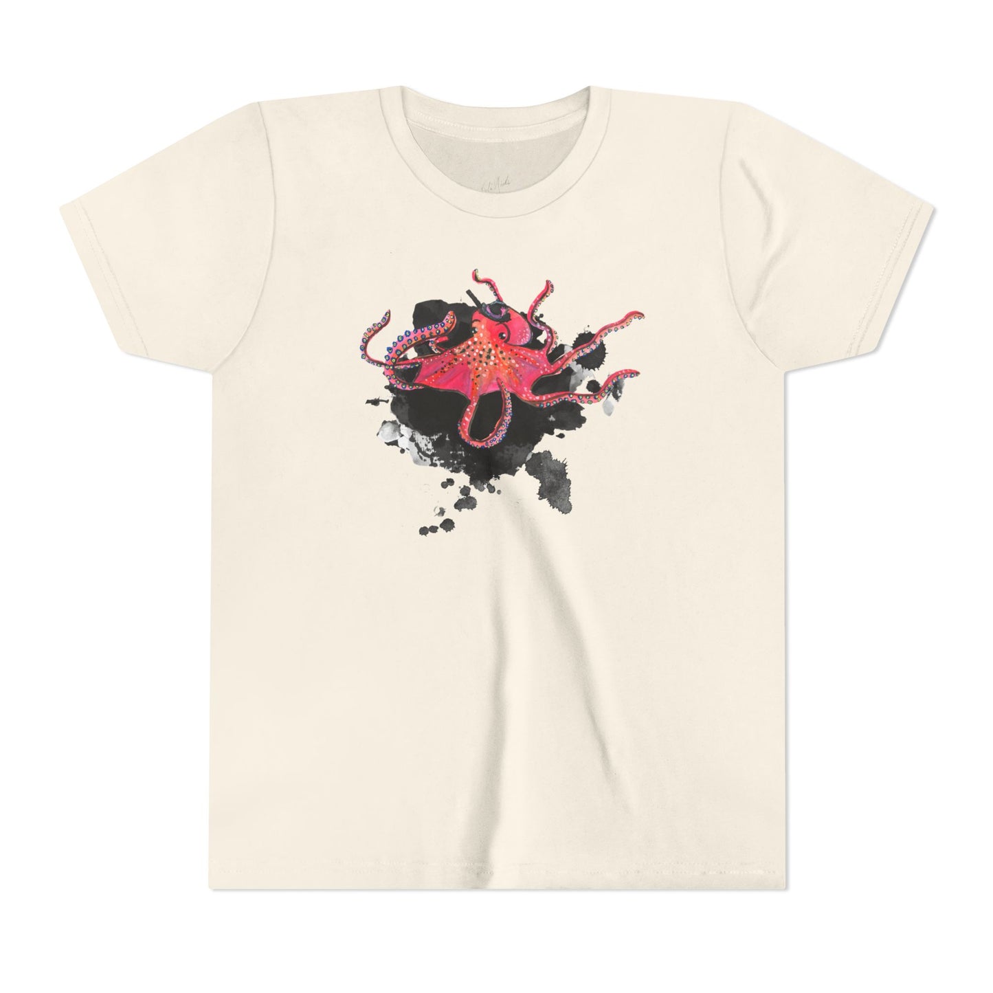 Youth Tee — Red Octopus Splash Graphic Shirt
