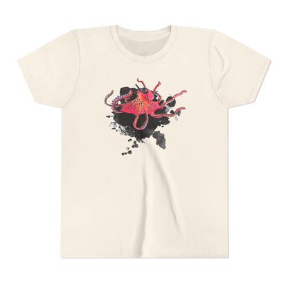 Youth Tee — Red Octopus Splash Graphic Shirt