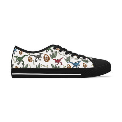 Dinosaur Pattern Women's Low Top Sneakers — Cute Retro Dino Print