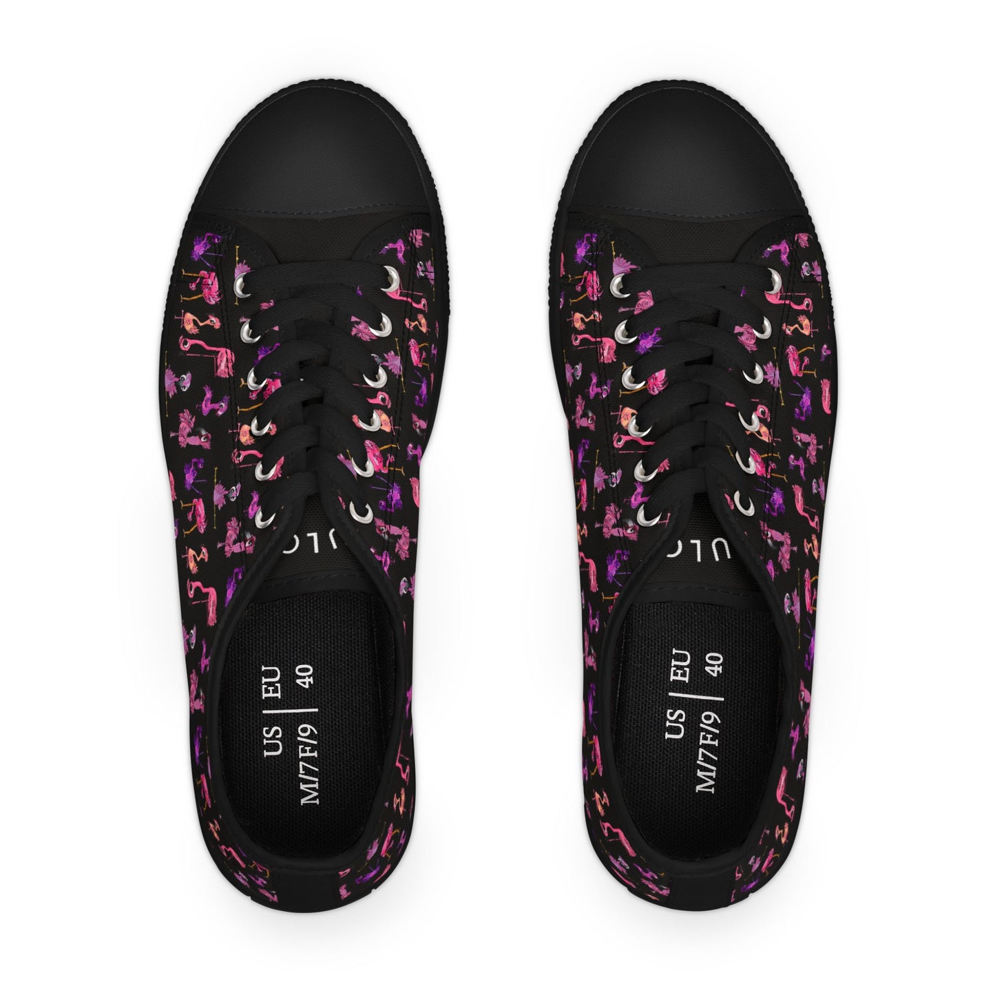 Women's Low Top Sneakers — Pink Flamingo Pattern Casual Canvas Shoes