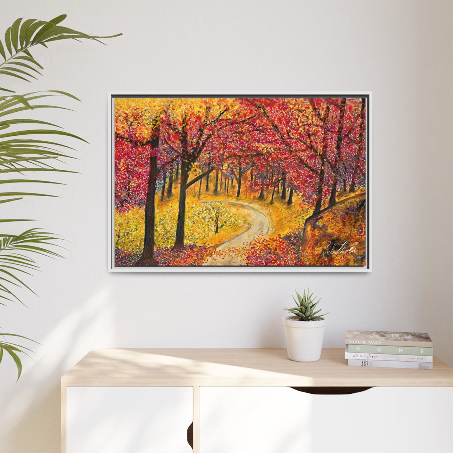 Vibrant Fall Forest Framed Wall Art
