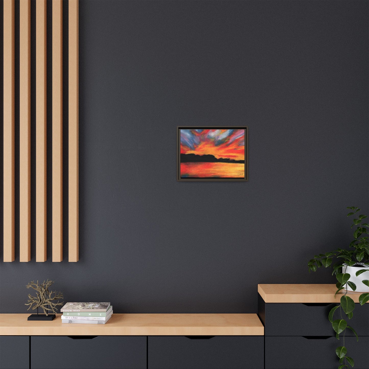 Sunset Over The Lake Framed Wall Art
