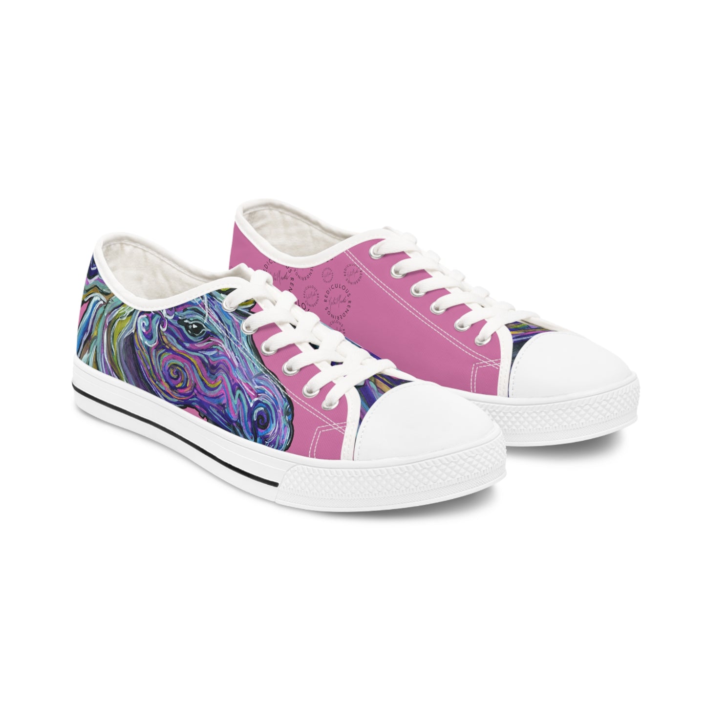 Pink Abstract Horse Unisex Low-Top Sneakers