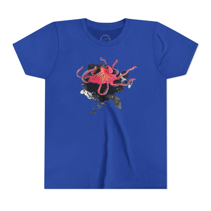 Youth Tee — Red Octopus Splash Graphic Shirt
