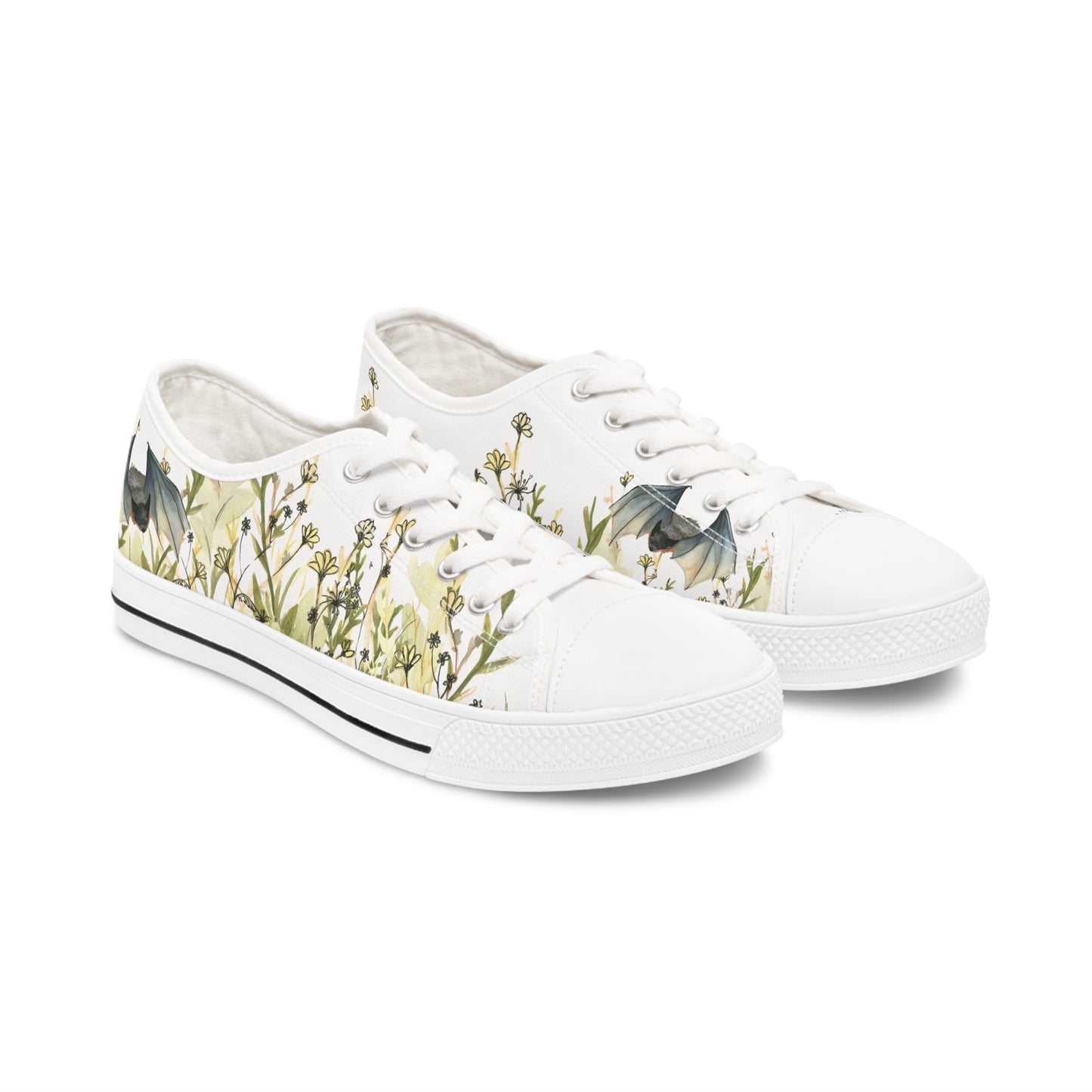 White Bat Printed Unisex Classic Low Top Sneaker Shoes