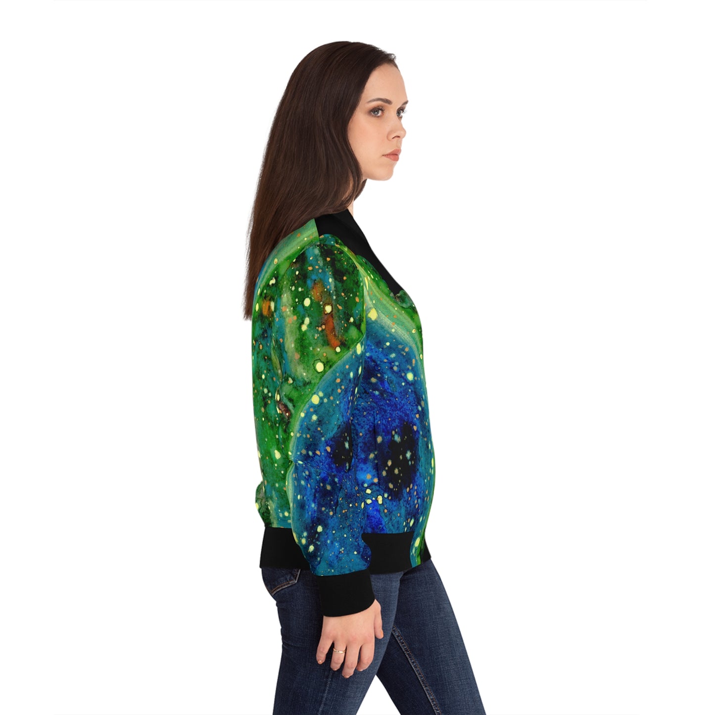 Blue Planet Galaxy Women's Bomber Jacket (AOP)