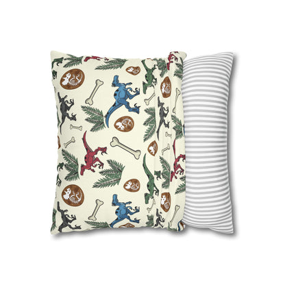 Dinosaur Fossil Pattern Pillowcase — Kids Paleontology Throw Pillow Cover