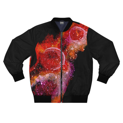 Galaxy Nebula Bomber Jacket — Red Cosmic Space Print