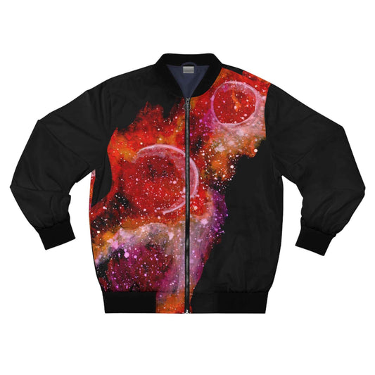 Galaxy Nebula Bomber Jacket — Red Cosmic Space Print