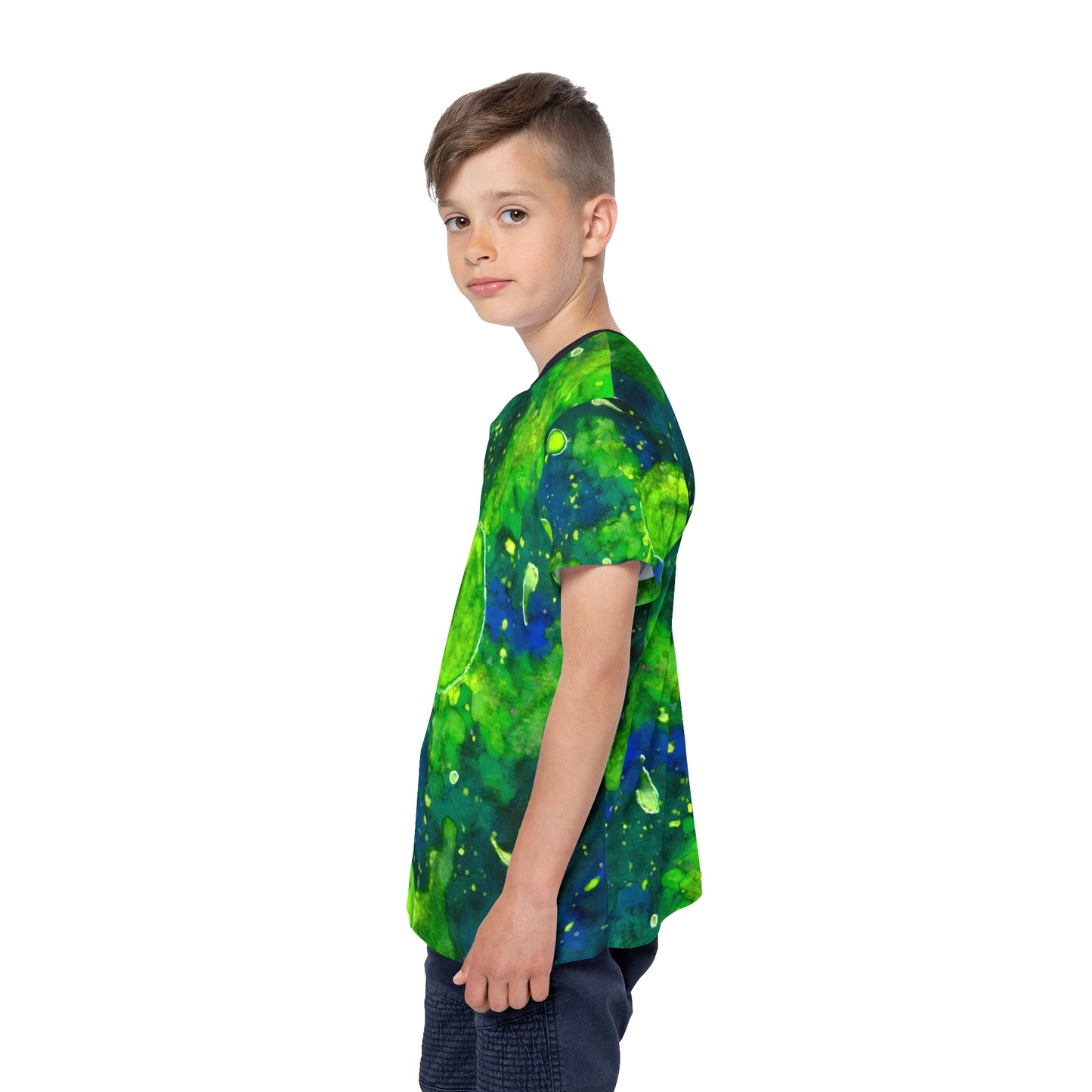 Green Galaxy Kids Sports Jersey (AOP)