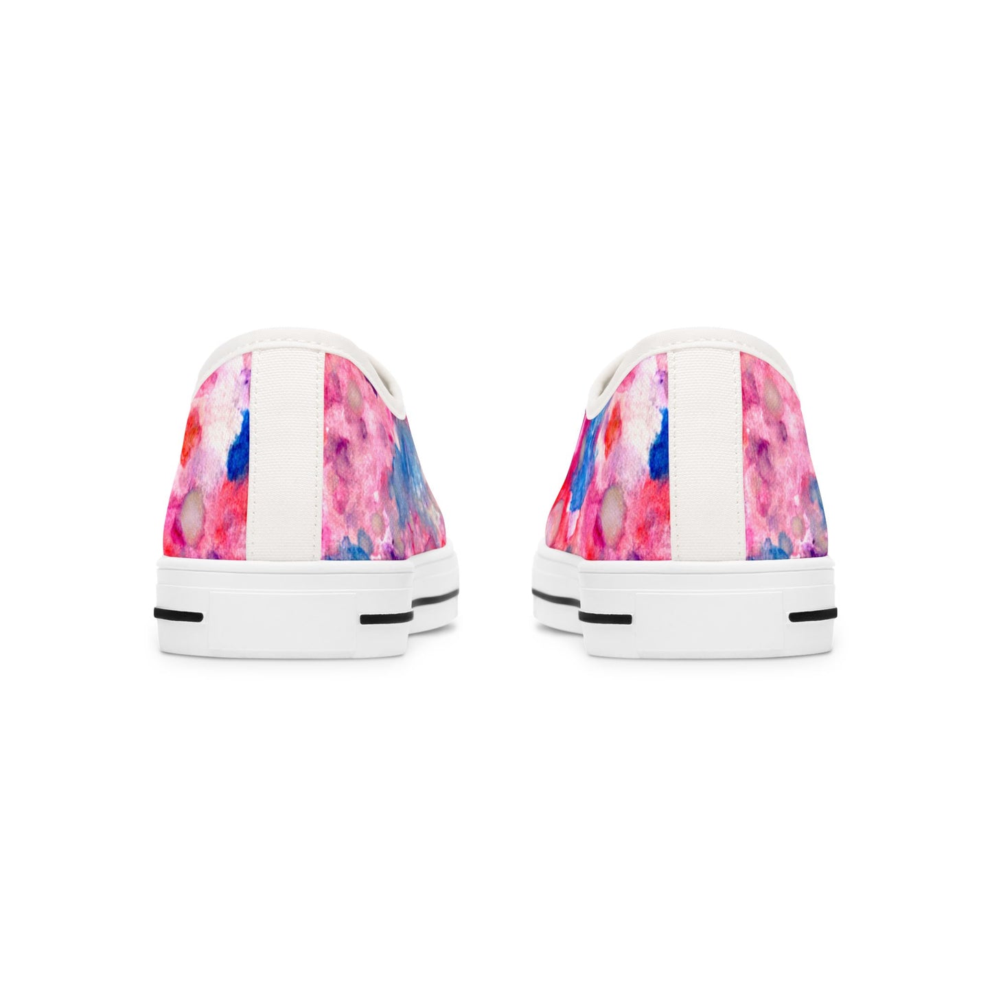 Women's Low Top Sneakers — Pink Watercolor Floral Canvas Shoes
